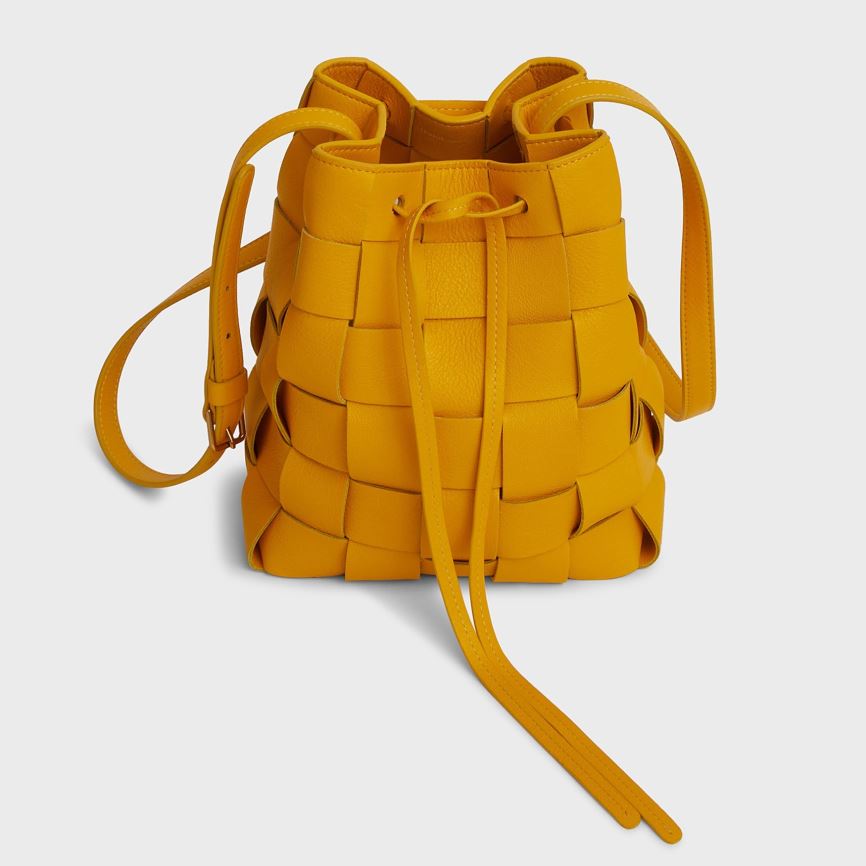 Women's Mansur Gavriel Upcycled Woven Mini Bucket Bags Gold | AU 2946DJ